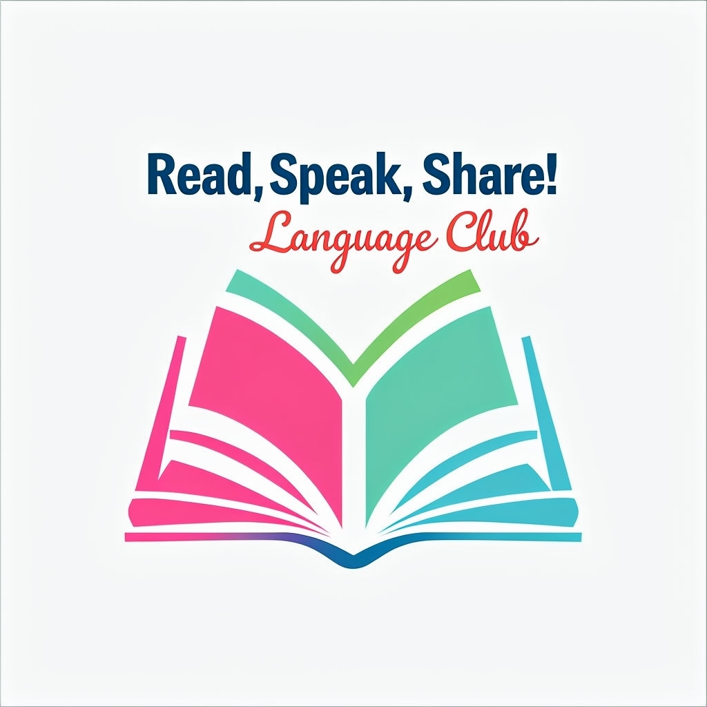 Modern Minimalist Language Club Logo with Open Book Design