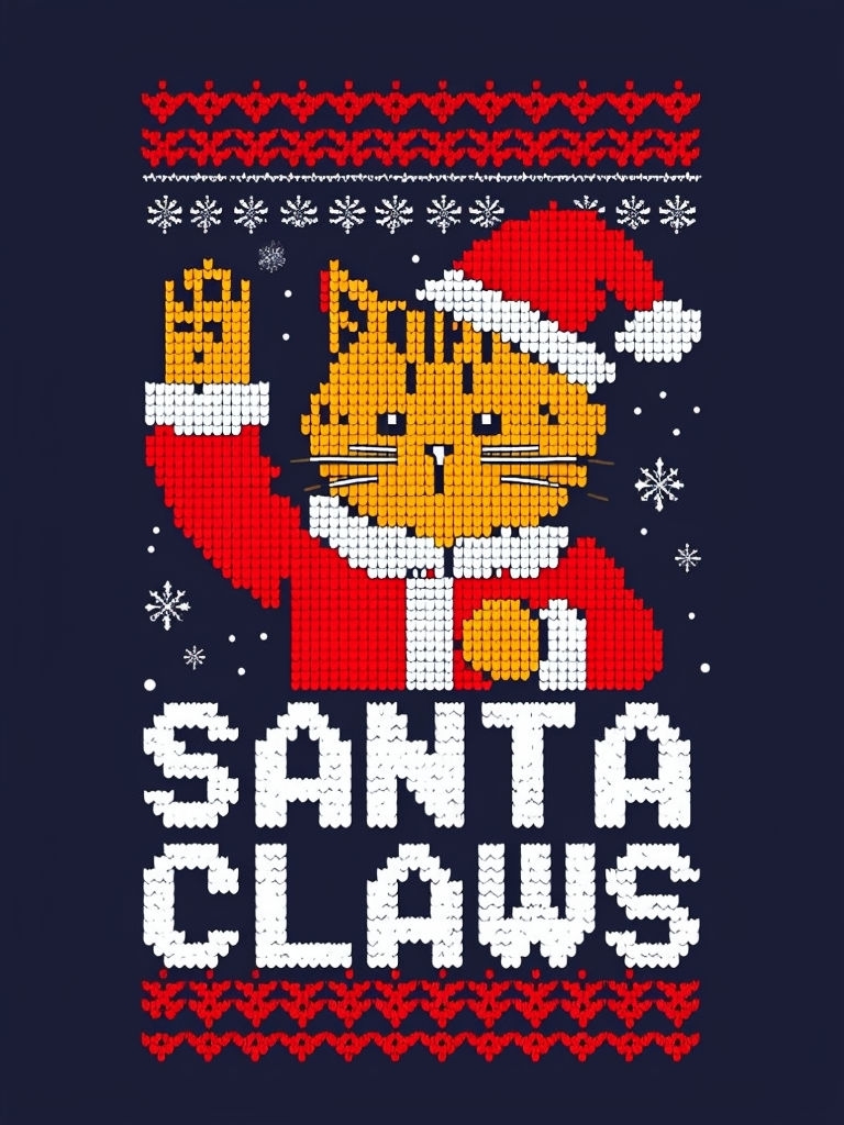 Playful Santa Claws Orange Tabby Cat Holiday T-Shirt