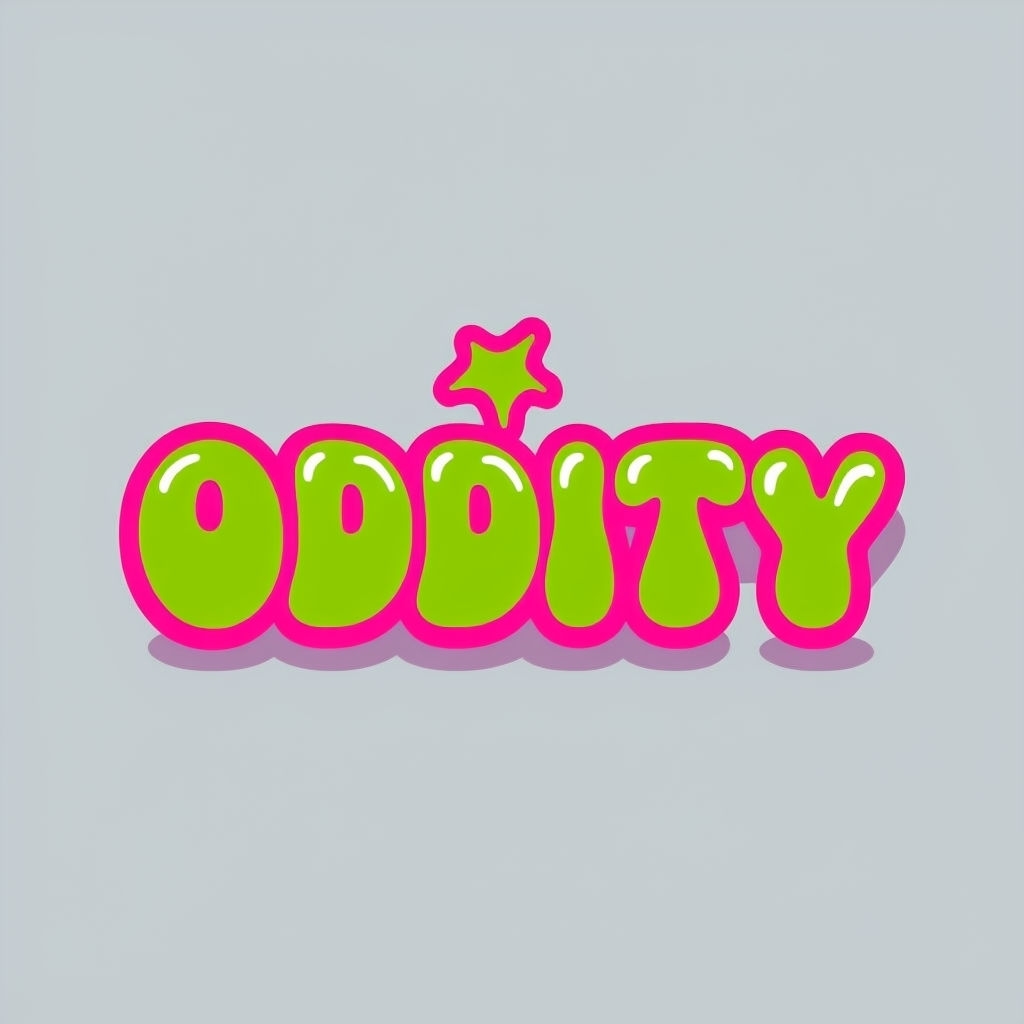 Bold Cartoonish ODDITY Logo with Playful Lime Green Letters