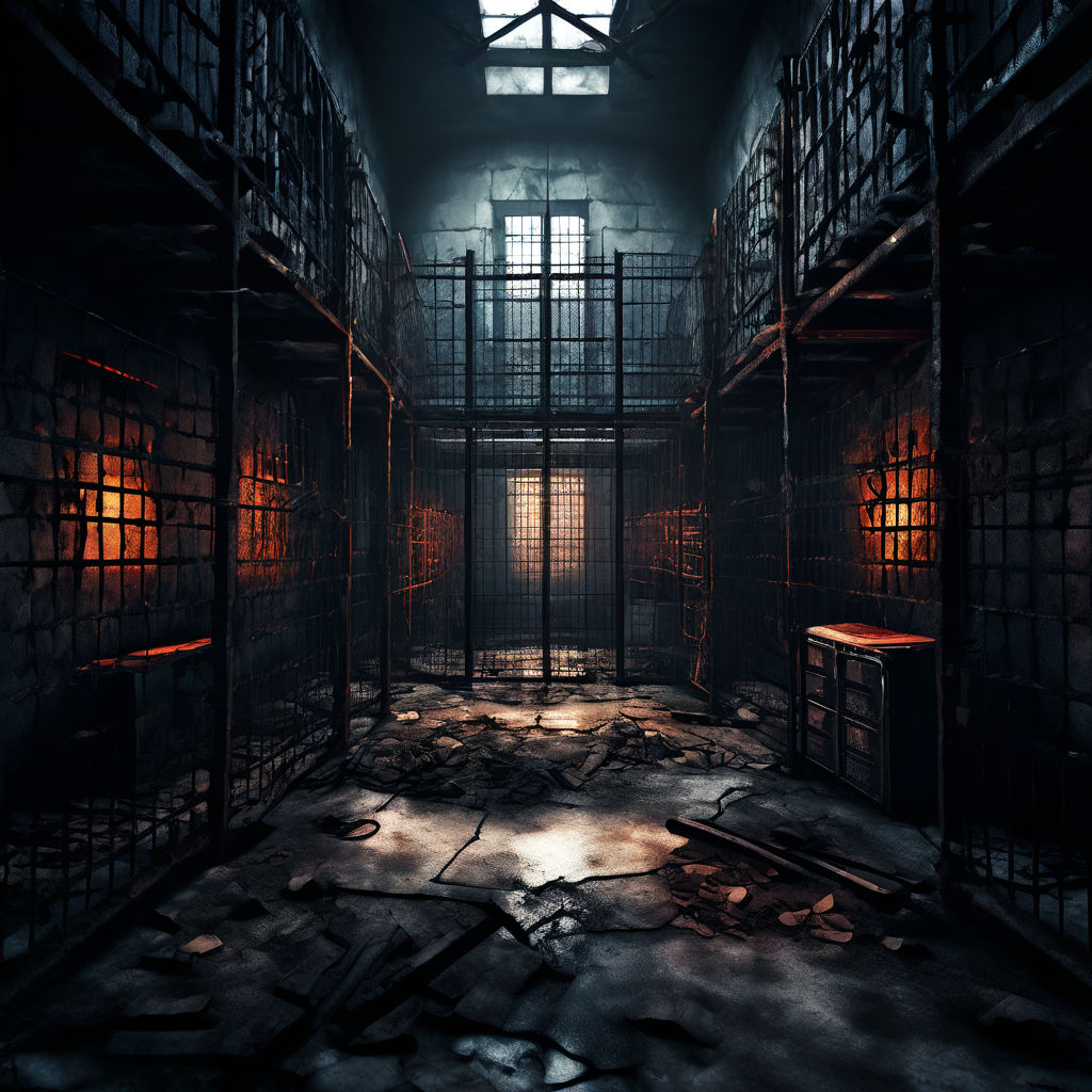 Create a prison that is in disarray due to battle scars by Satria Fajar ...