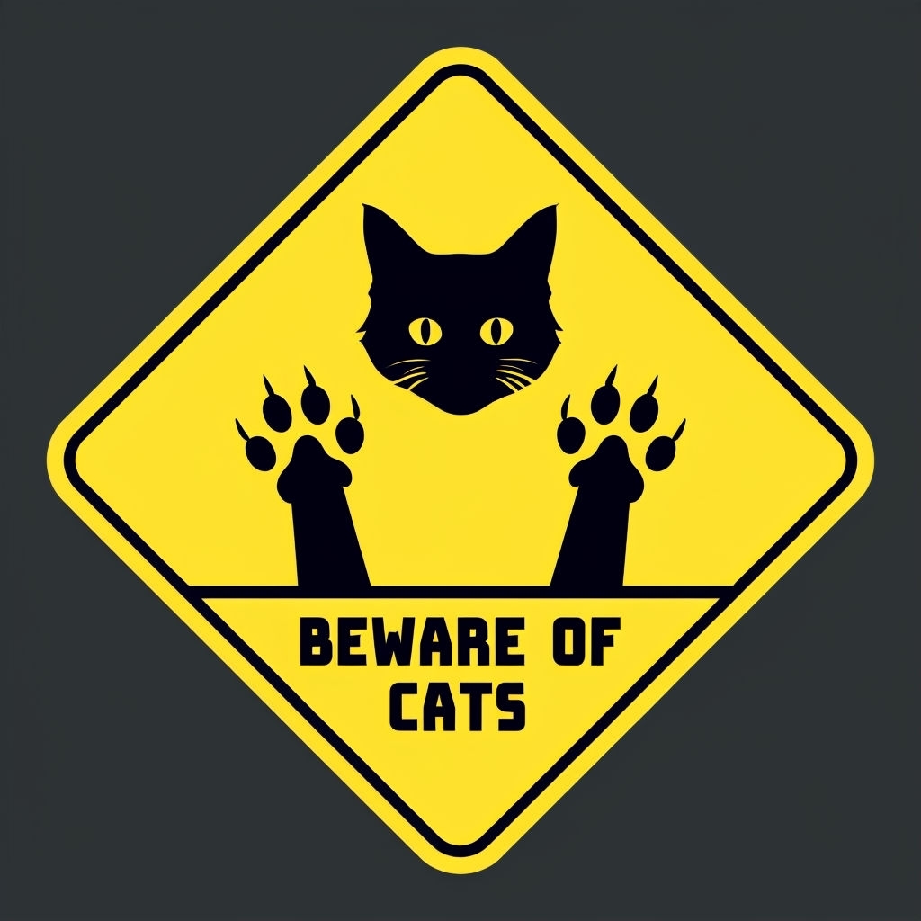 Beware of Cats Warning Sign Graphic T-Shirt