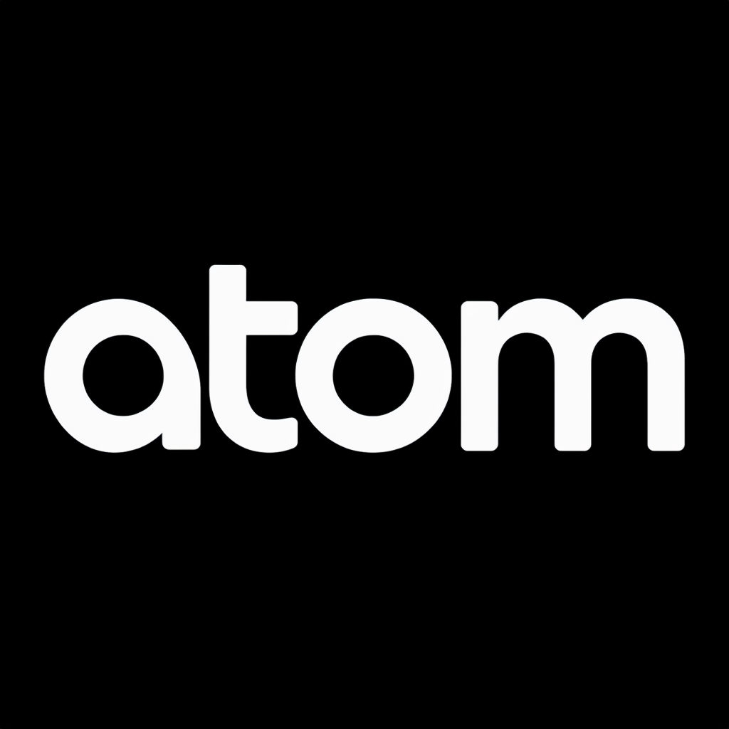 Minimalist Atom Logo Design on Black Background