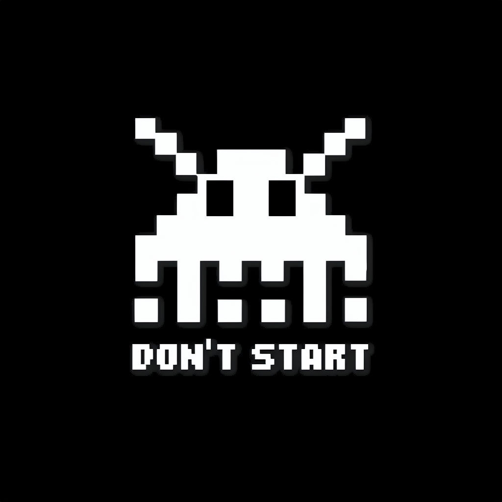 Pixelated Alien Character with Don't Start Text T-Shirt