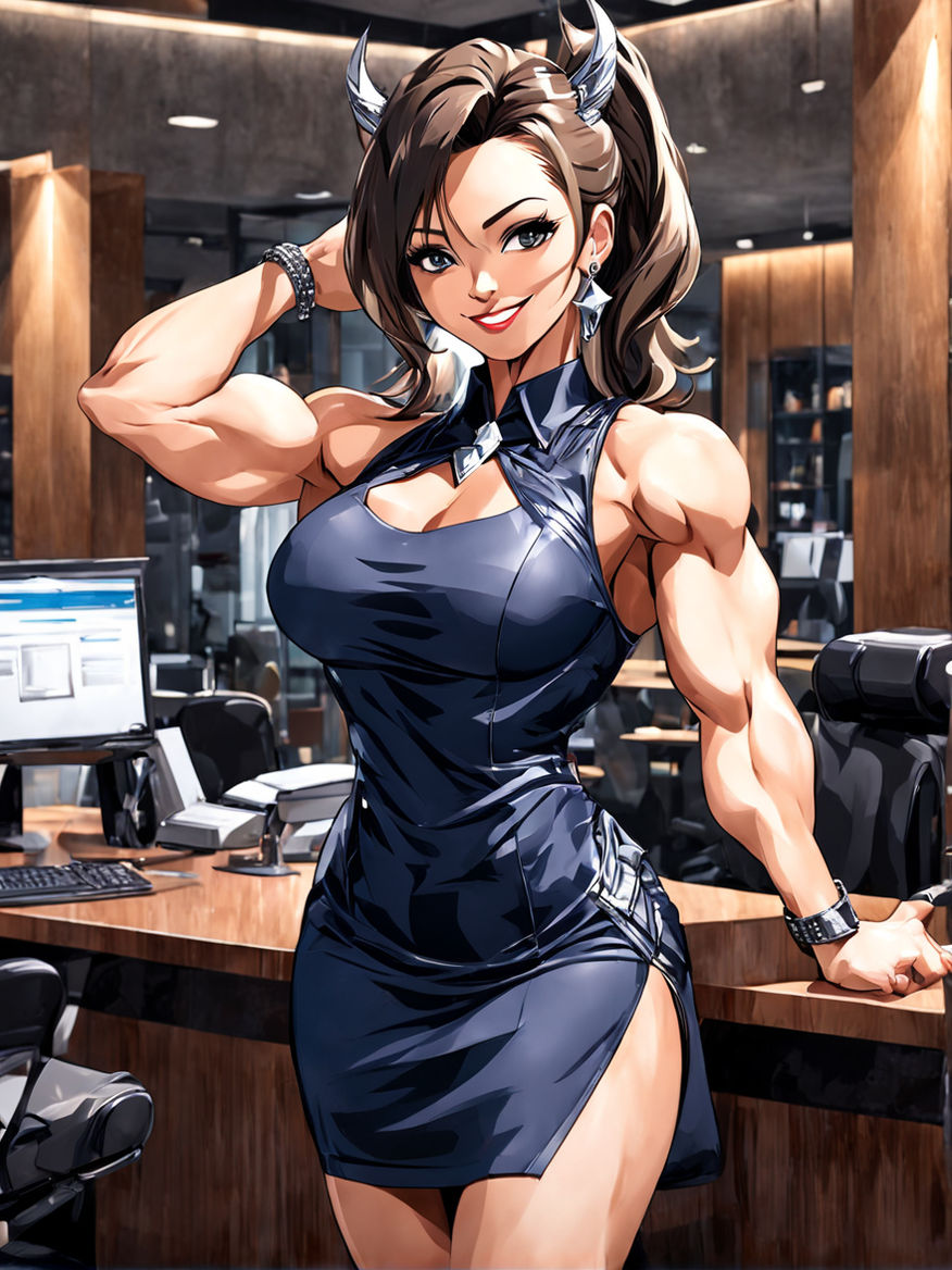 anime hyper muscle growth girl with increthibly large muscle