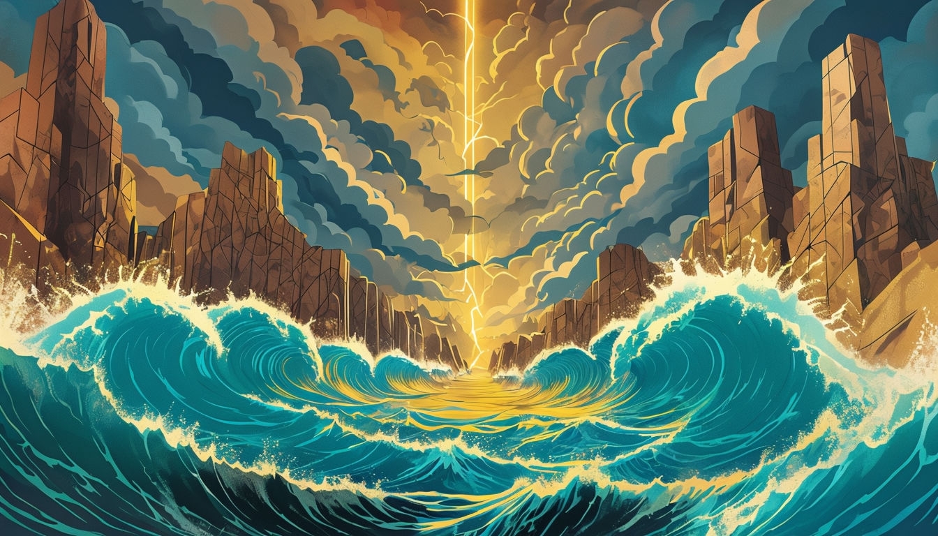 Dramatic Nature vs Structure Epic Digital Illustration Background