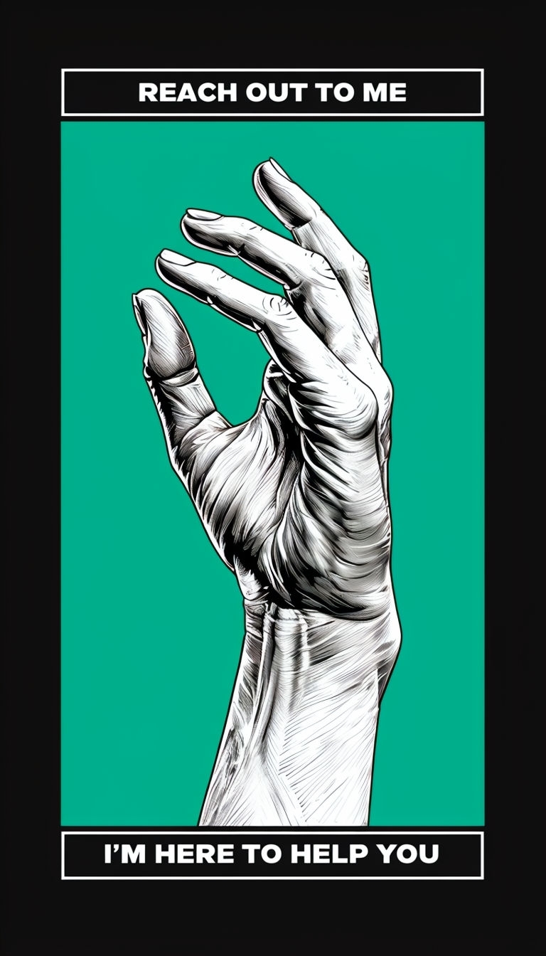 Reach Out to Me Hand Illustration with Supportive Message Phone Case Cover