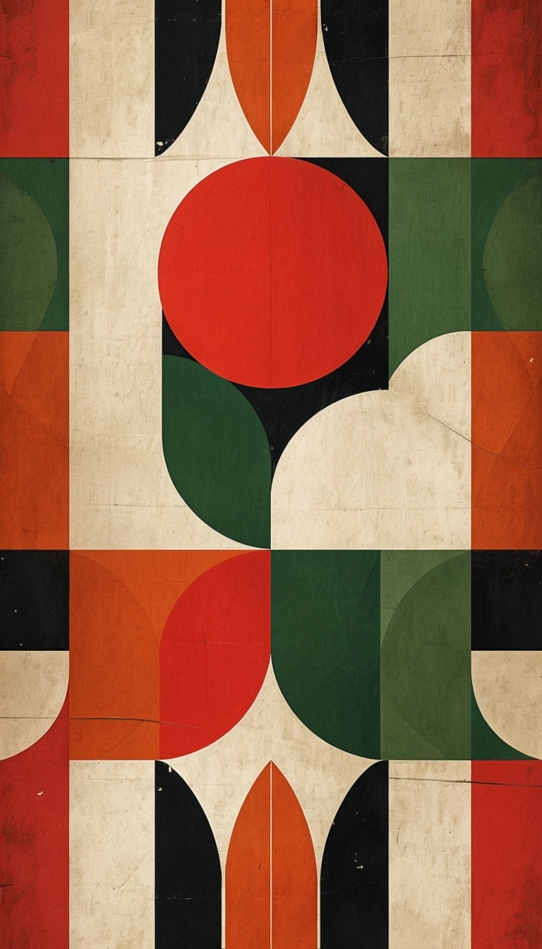 Vintage Mid-Century Modern Abstract Geometric Pattern Poster