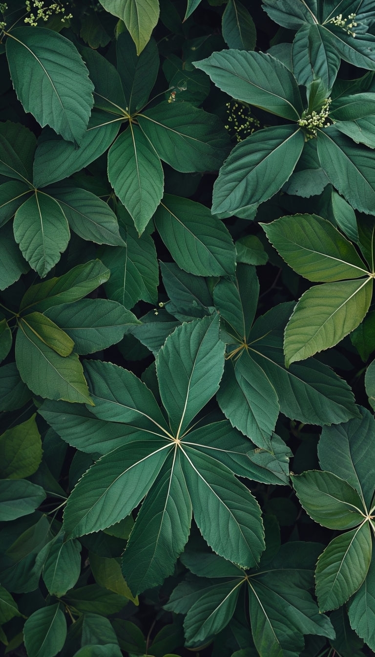 Dense Green Foliage Close-Up Photograph for Mobile Wallpaper