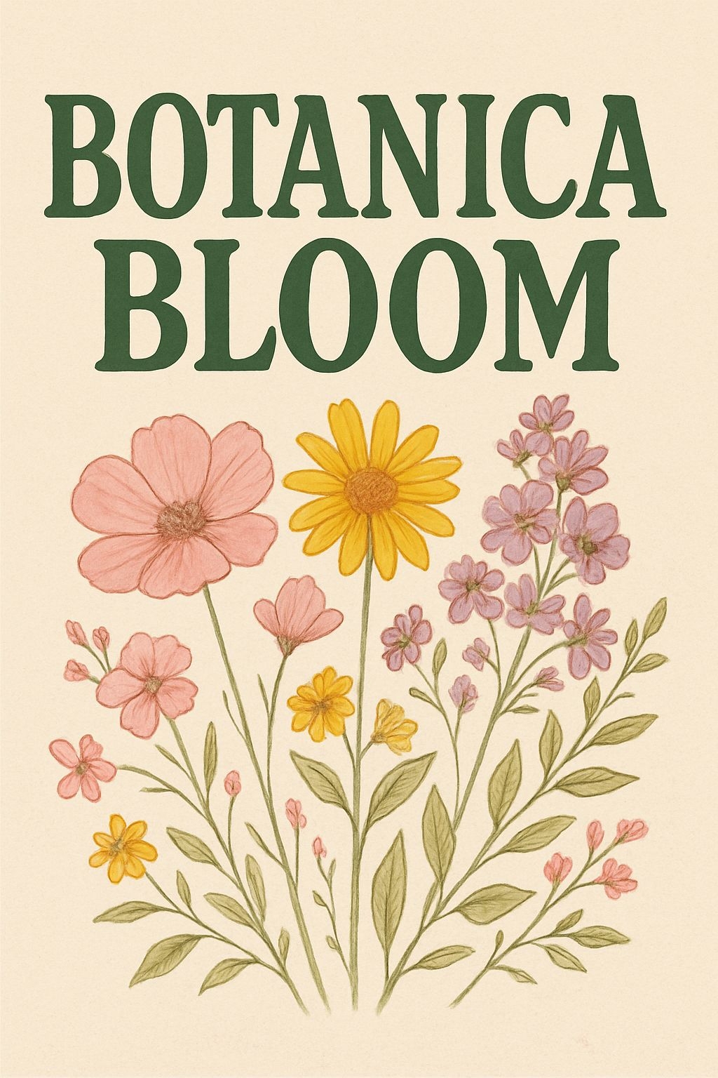 Vintage Botanical Illustration with 'BOTANICA BLOOM' Poster