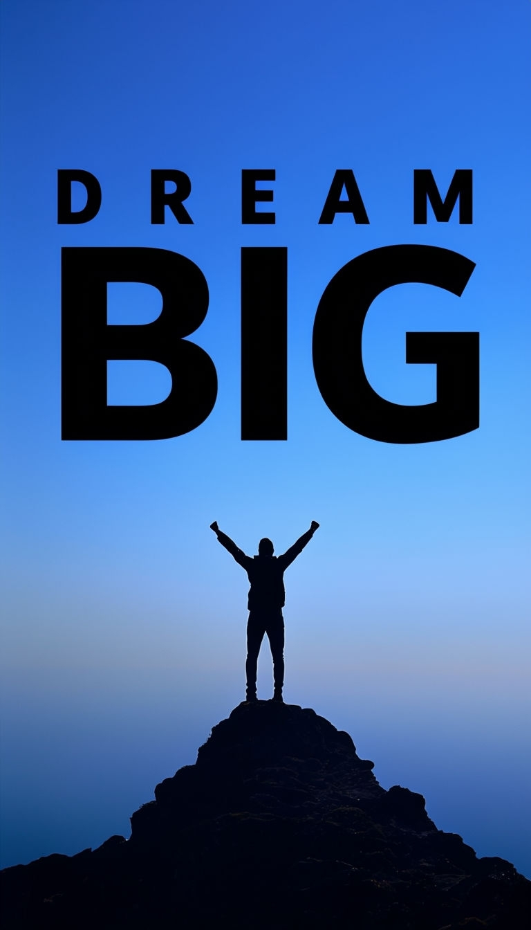 Triumphant Silhouette Against Gradient Sky Motivational Wallpaper