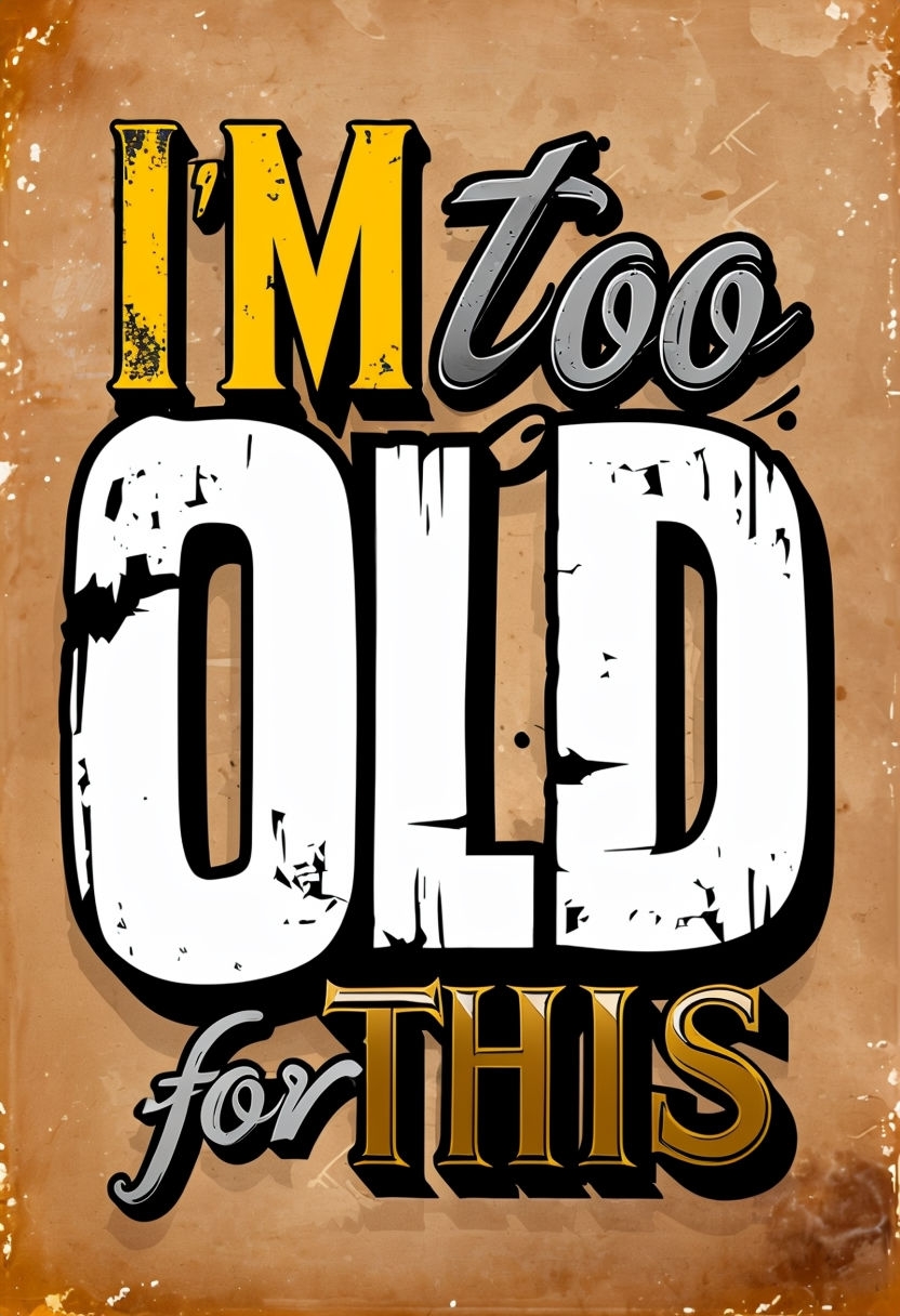 I'm Too Old for This Vintage Typography Art Poster