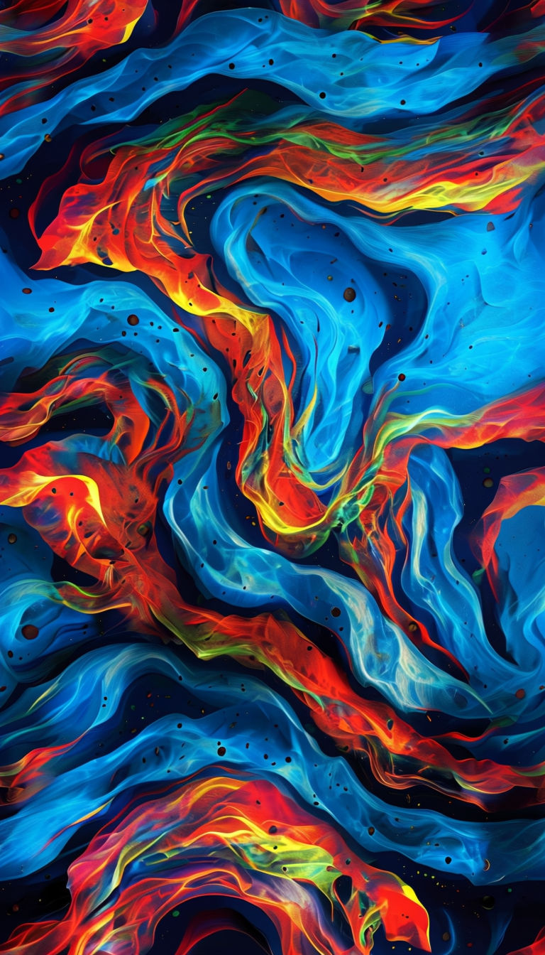 Vibrant Abstract Swirling Patterns with Electric Colors Art