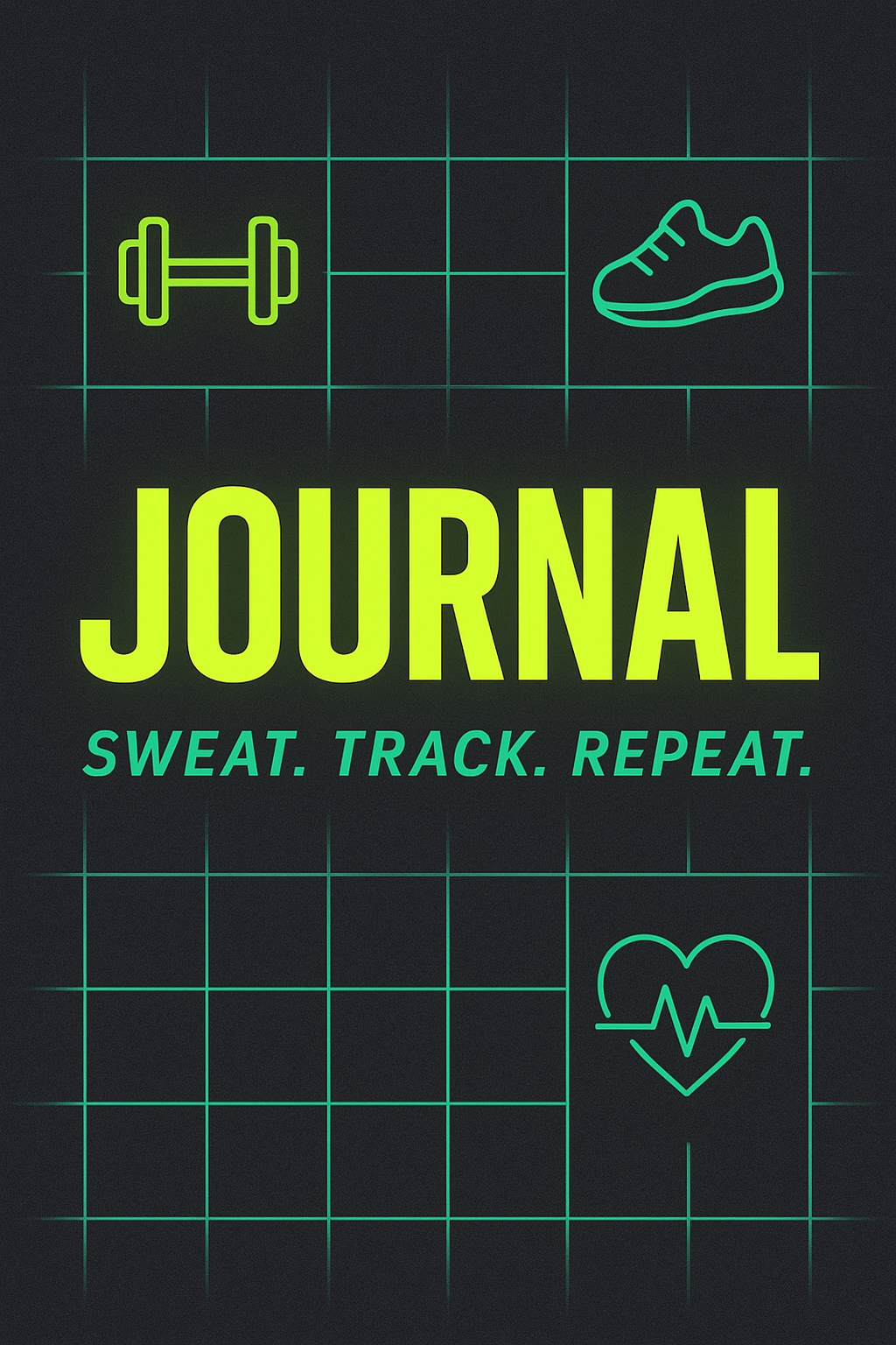 Neon Green Fitness Journal Cover with Motivational Quotes EBook Cover