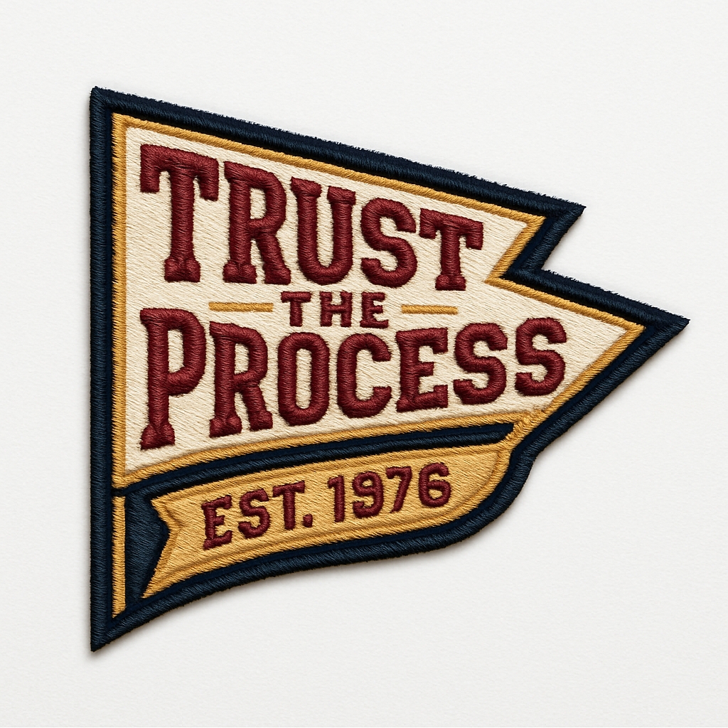 Vintage Embroidered Trust The Process Patch for Hats