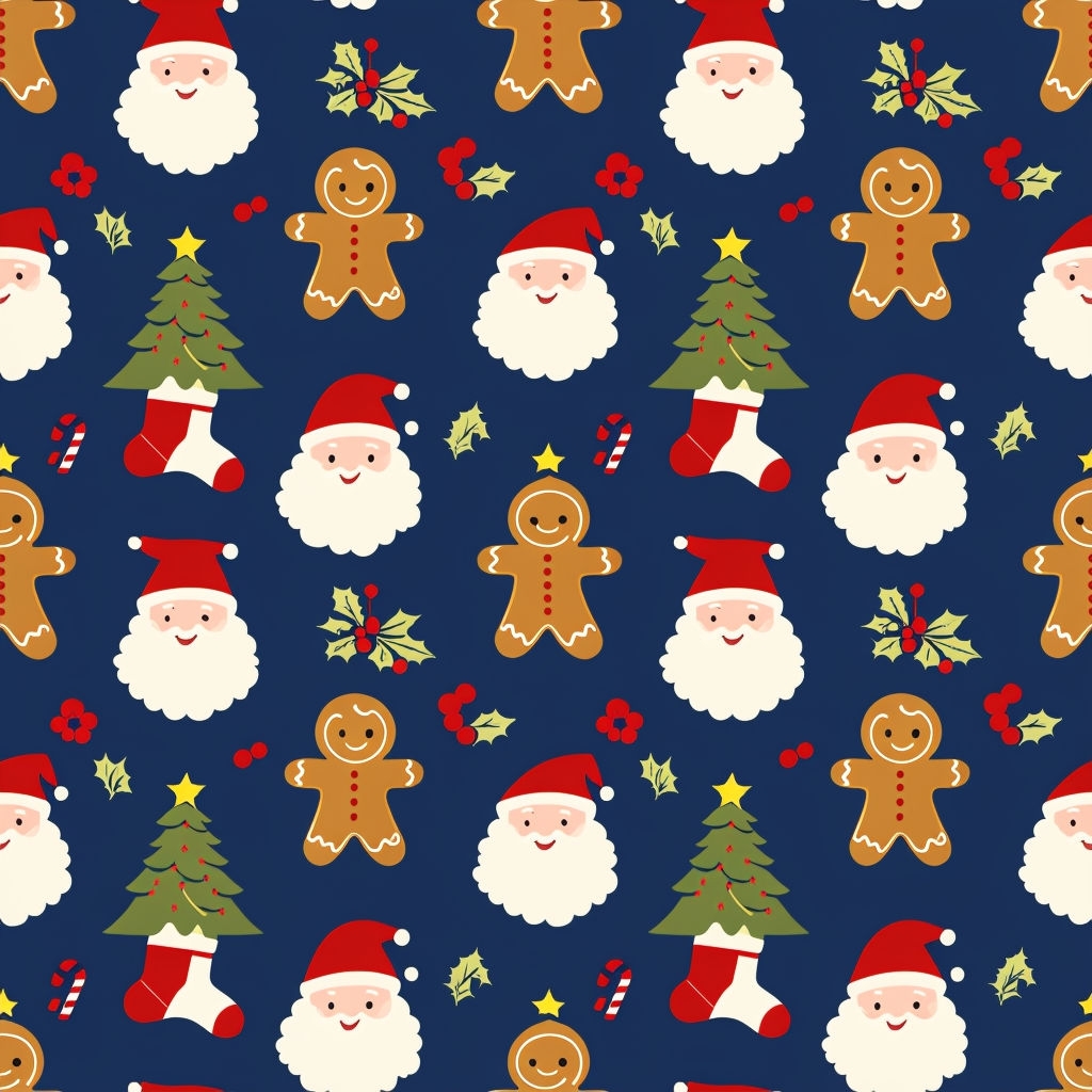 Cheerful Christmas Cartoon Seamless Pattern Design