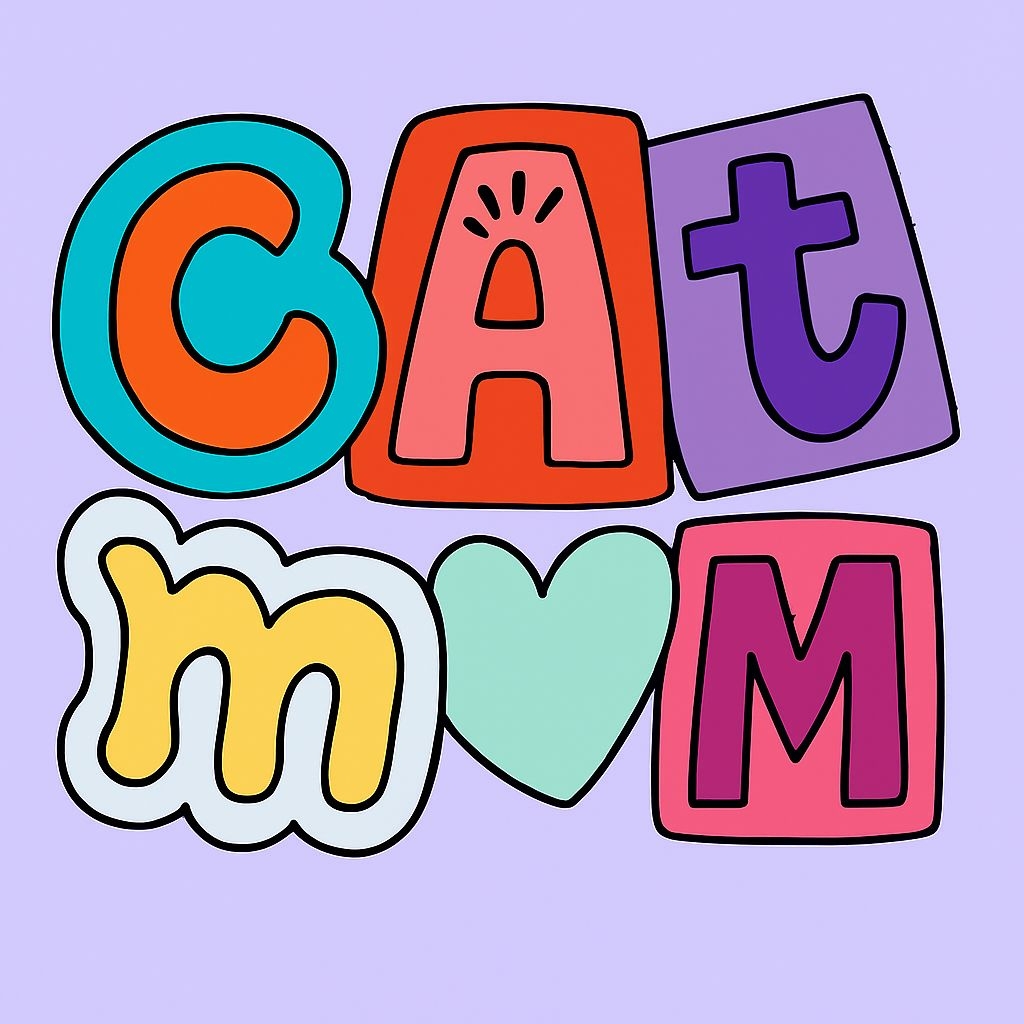 Vibrant Cartoon Cat Mom Typography Illustration T-Shirt
