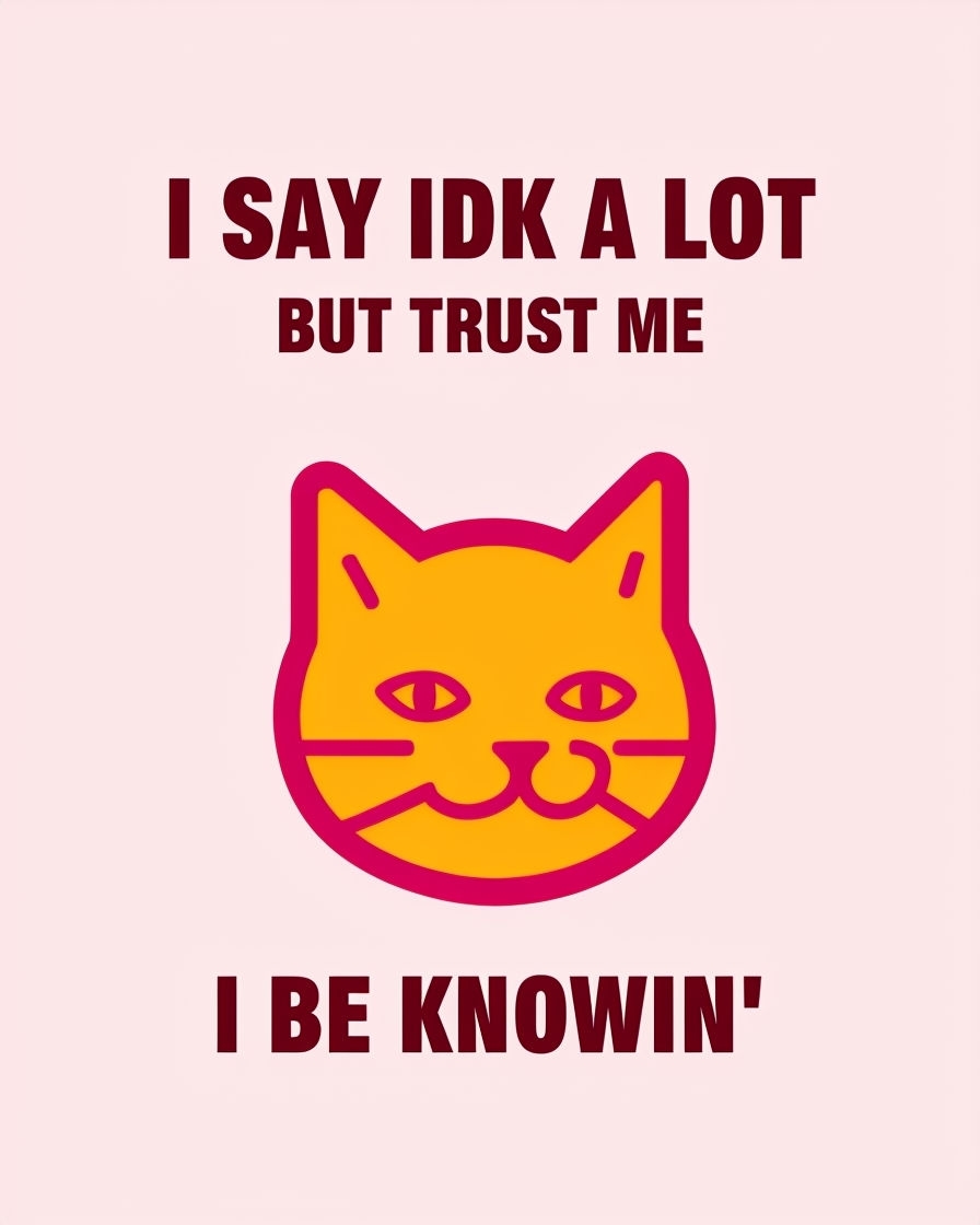 Playful Minimalist Cat Head with Funny Text T-Shirt