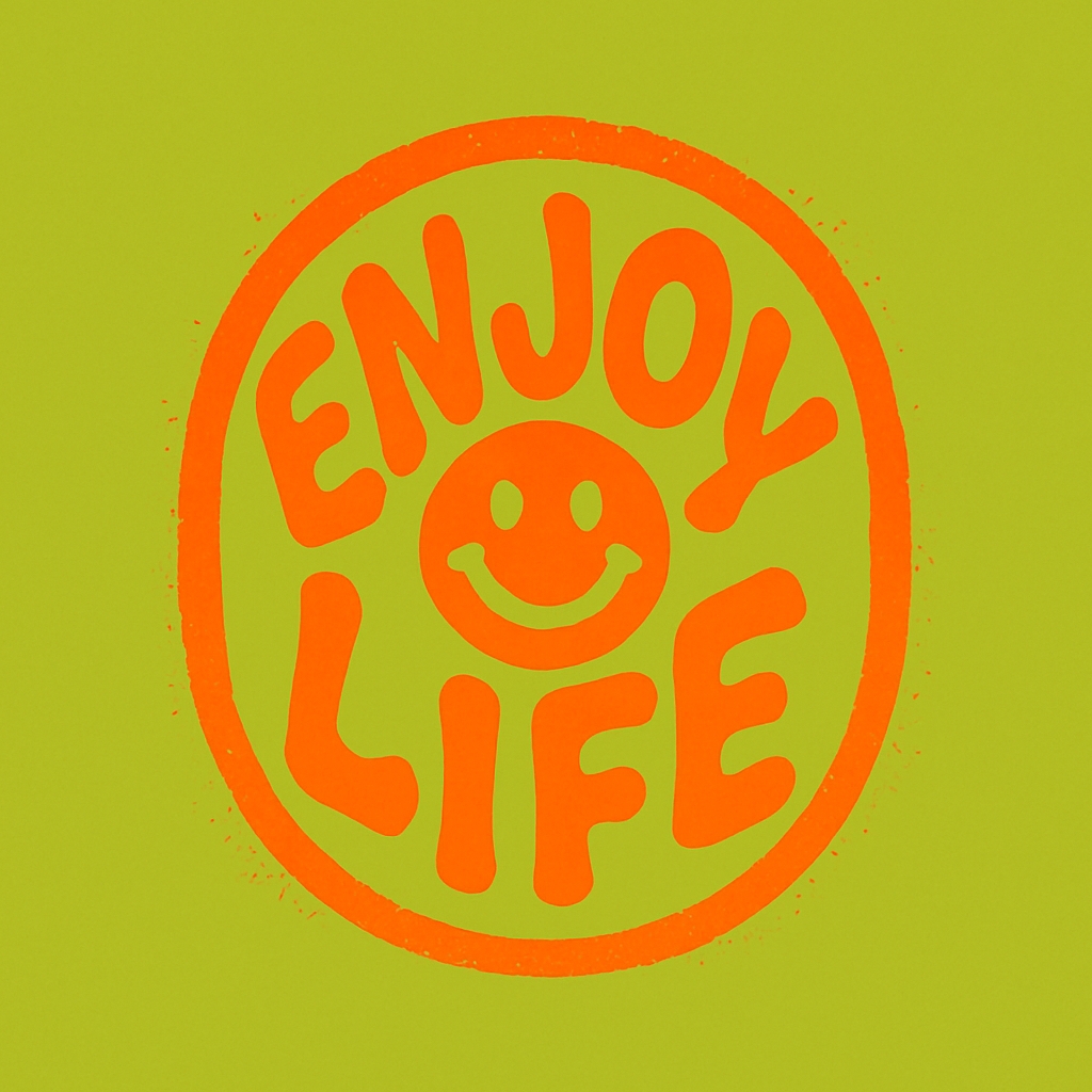 Vibrant Enjoy Life Graphic with Smiley Face T-Shirt