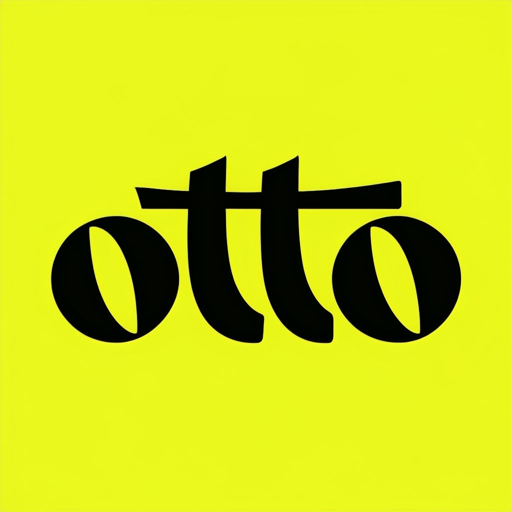 Playful Modern Otto Handwritten Logo Design on Chartreuse Background