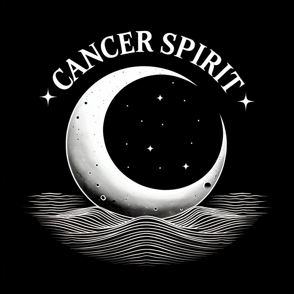 Crescent Moon and Stars 'Cancer Spirit' Graphic T-Shirt