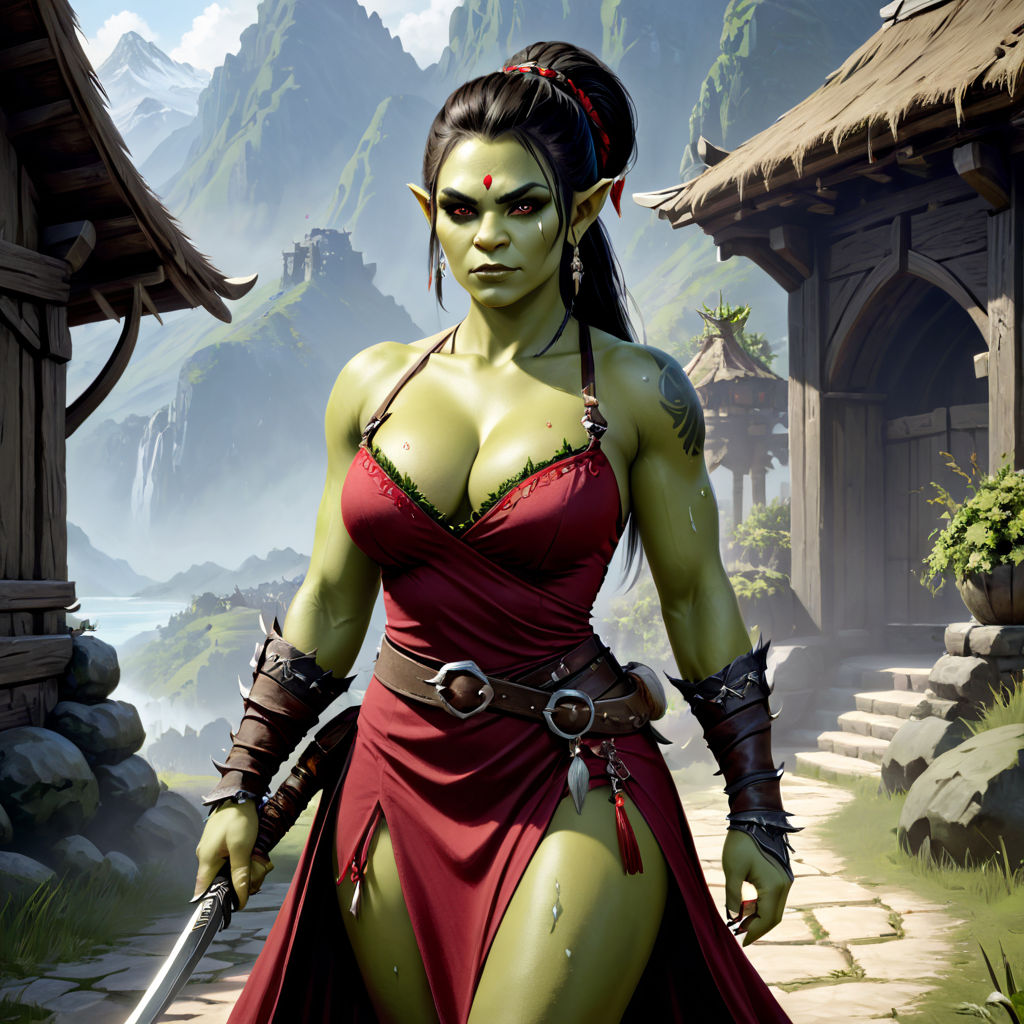 Orc, female, beaty, dress... 