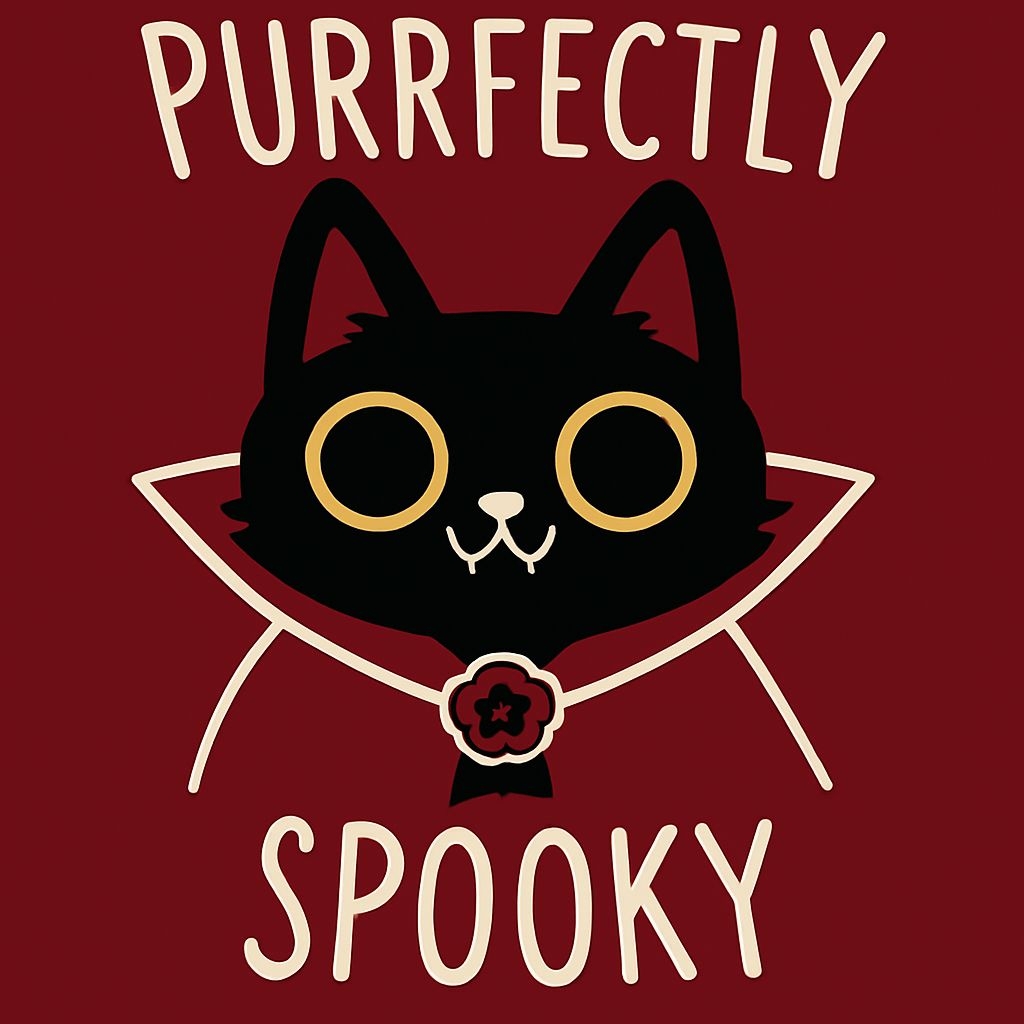 Purrfectly Spooky Black Cat Illustration T-Shirt