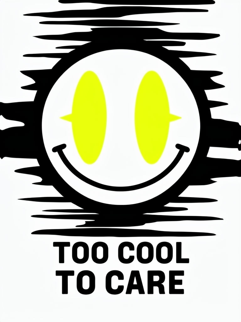 Too Cool to Care Smiley Face Graphic Design Poster