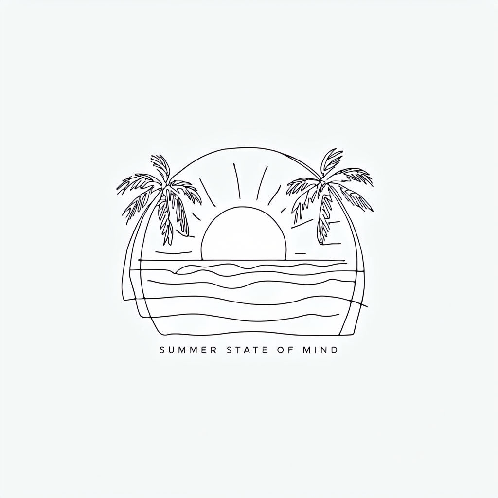 Minimalist Ocean Sunset with Palm Trees T-Shirt