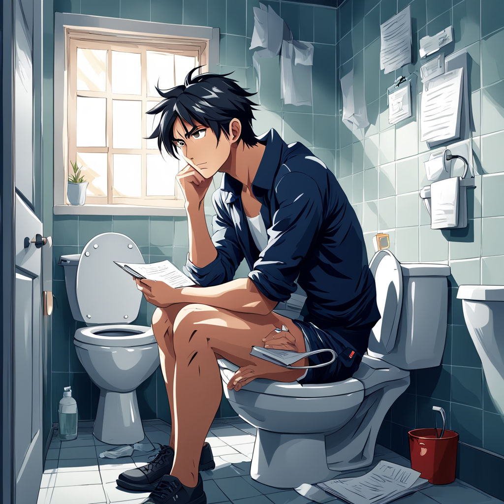 japanese public bathroom in anime artstyle.