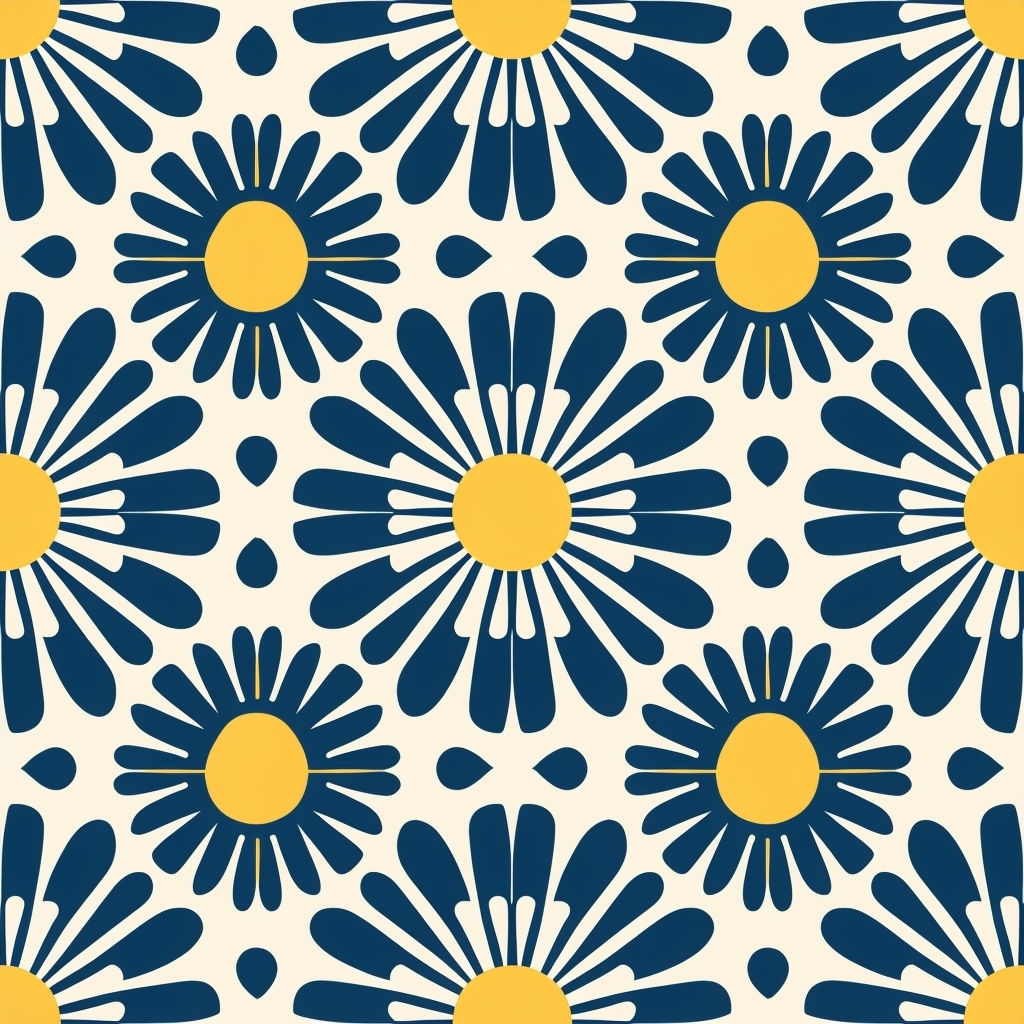 Golden Yellow and Navy Blue Geometric Seamless Pattern