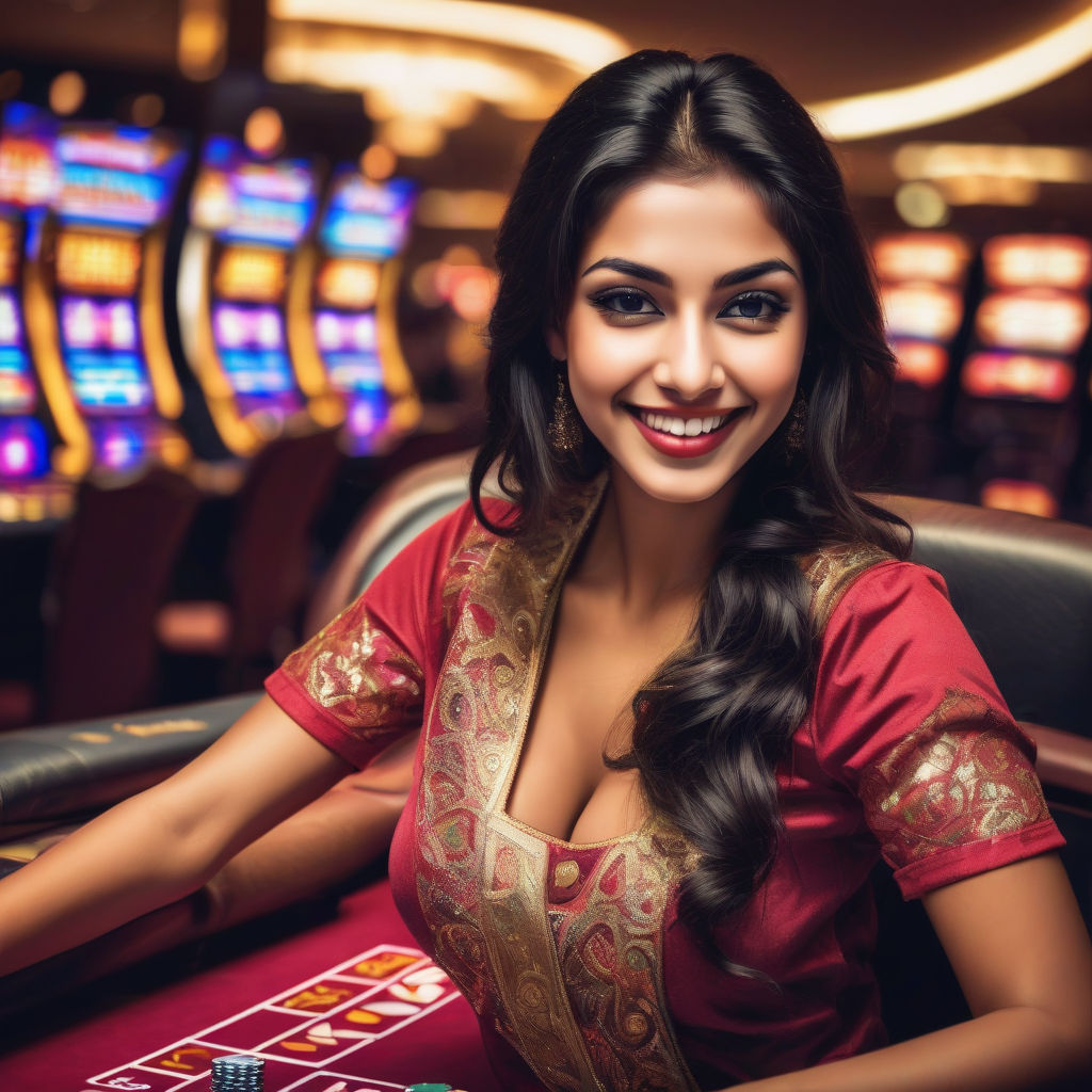 Prompt: sexy beautiful indian casino girl. smiling