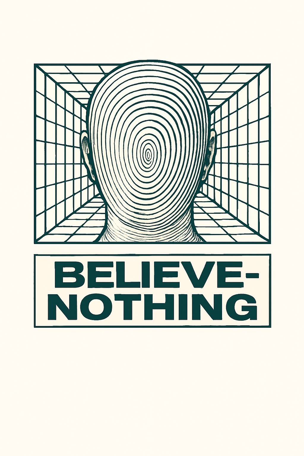 Hypnotic Abstract Human Head Illustration Believe Nothing T-Shirt