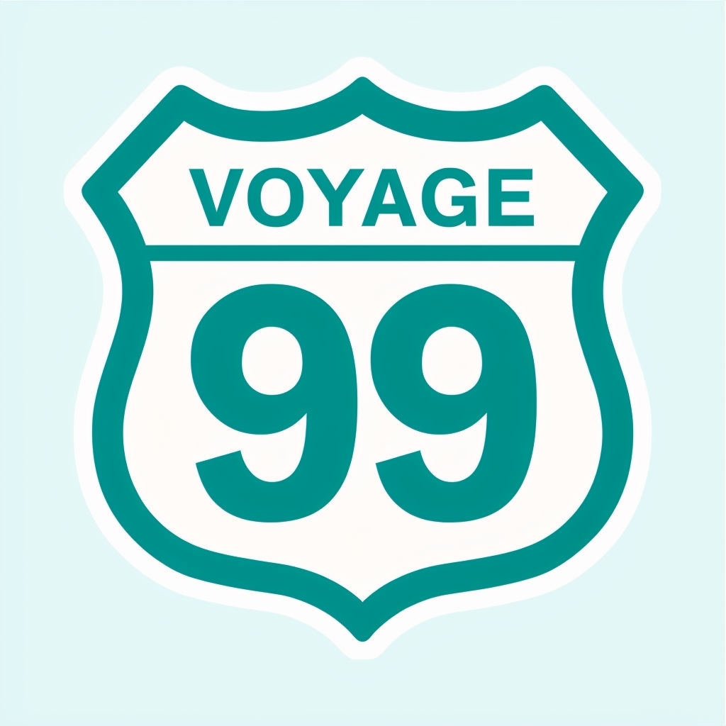 Bold Teal Voyage Shield Icon Inspired by Route 66 T-Shirt
