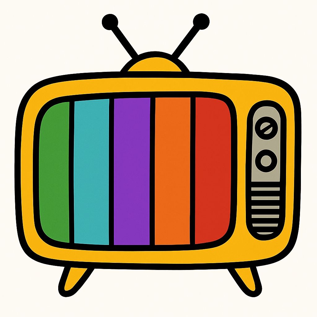 Cartoonish Vintage Television Illustration on Cream Background Sticker