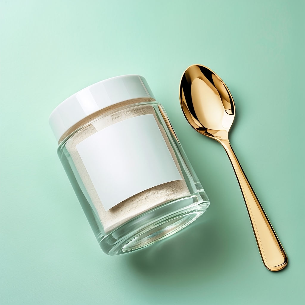 Minimalist Glass Jar and Golden Spoon Product Mockup