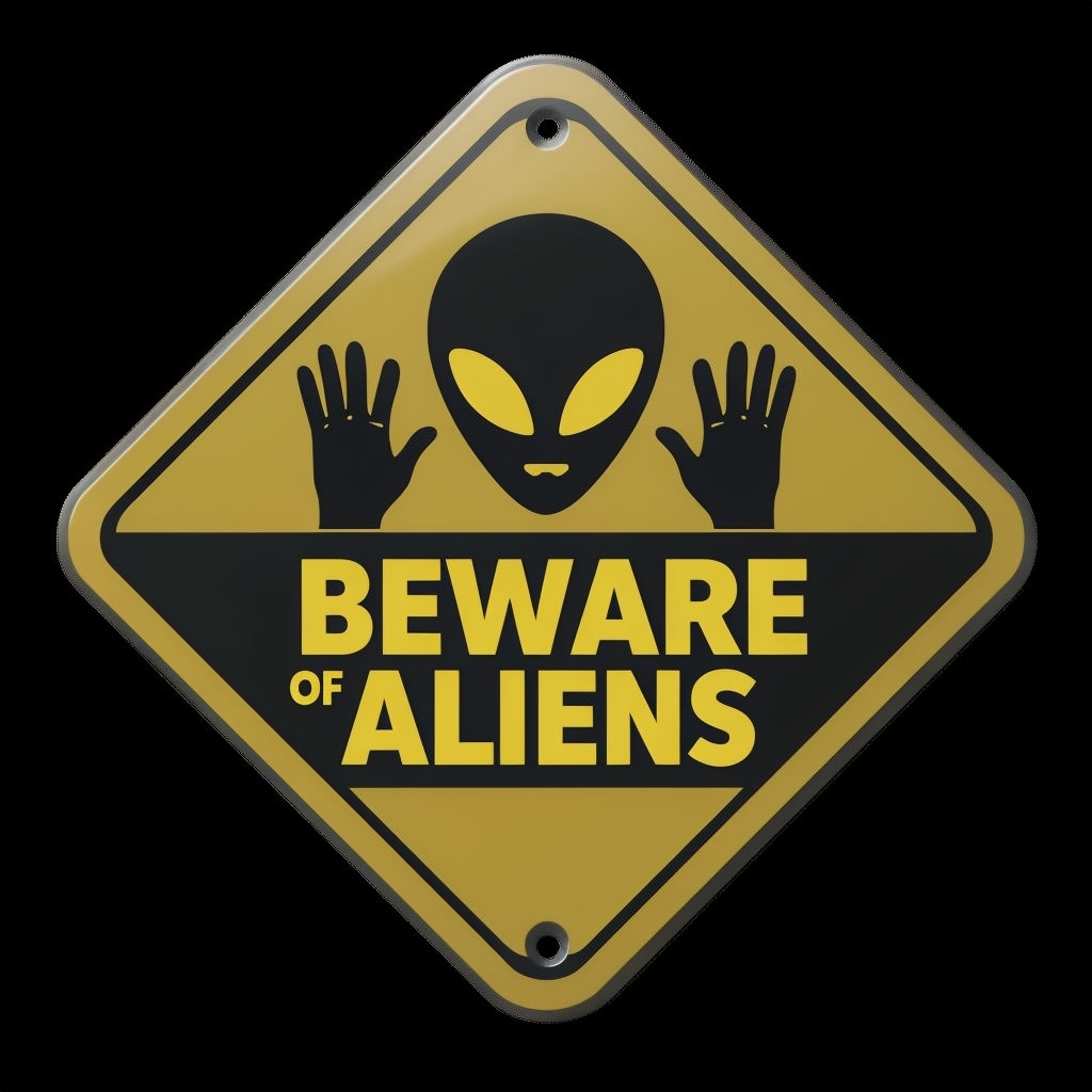 Beware of Aliens Modern Warning Sign T-Shirt