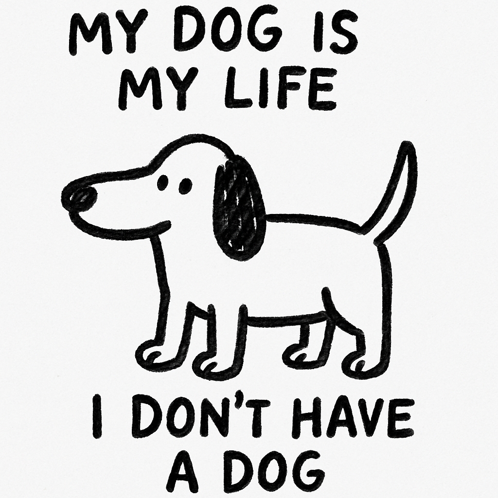 Minimalist Cartoon Dog with Playful Text Humorous Sticker
