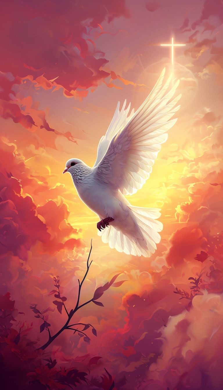 Serene White Dove in Flight with Sunset Sky Phone Case Cover