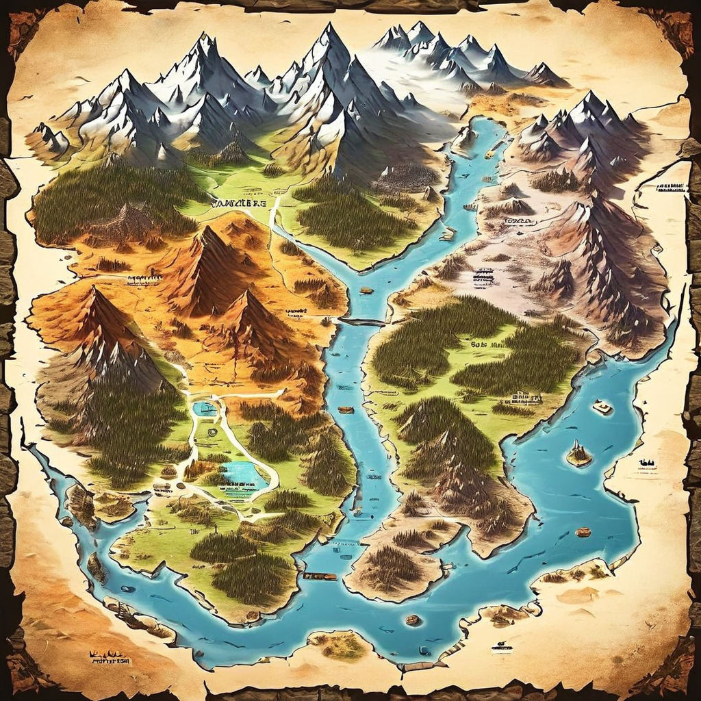 A skyrim like map with lost of different colored biomes with... by ...