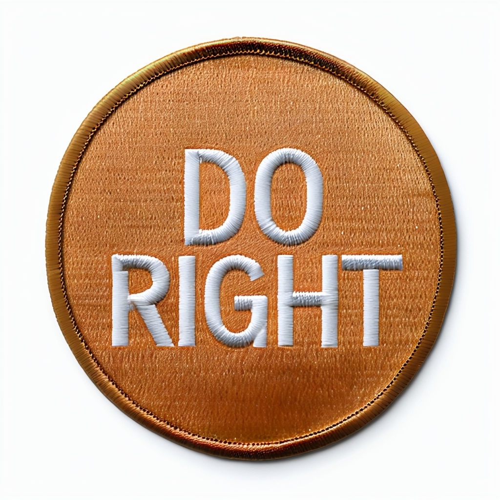 Bold Orange "Do Right" Embroidered Patch for Hats