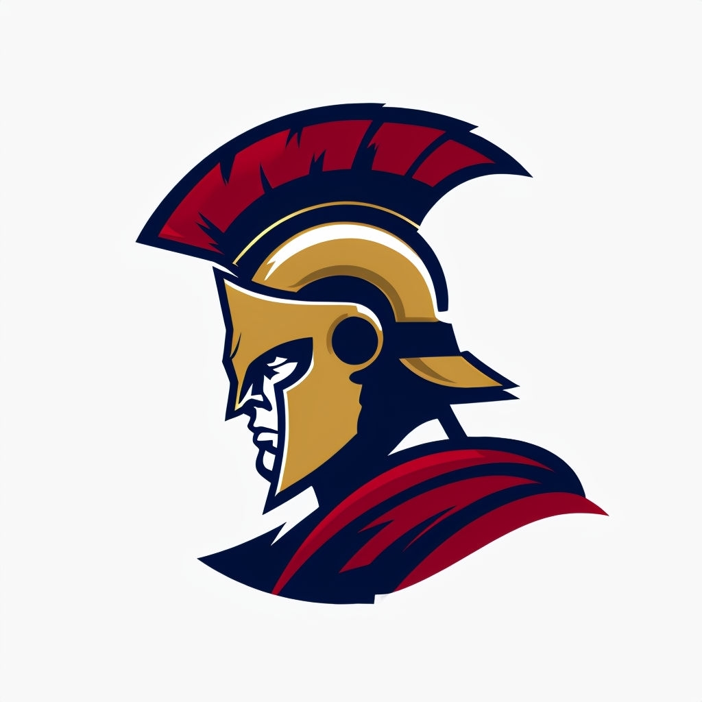 Bold Spartan Warrior Logo with Red Plume for Hat Category