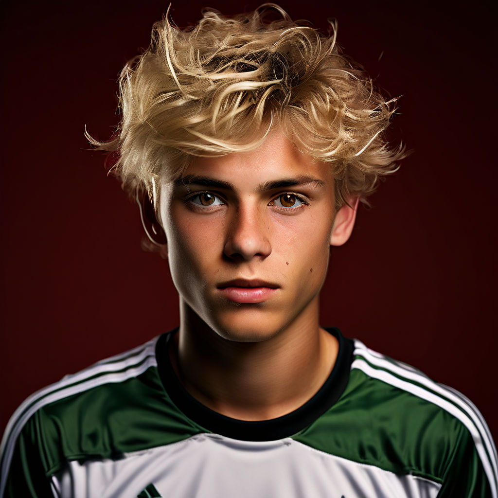 19 year old teenage french soccer player with cool short mes… by Luke