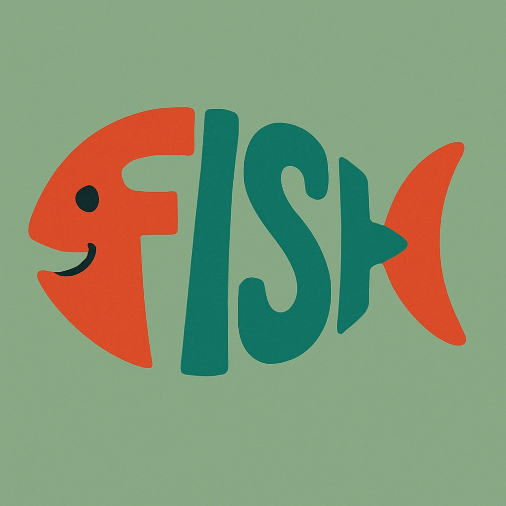 Playful Fish Shape Graphic Design T-Shirt