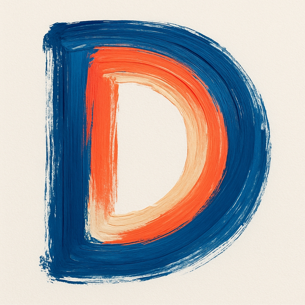 Dynamic Abstract Letter D Paintbrush Artwork Monogram