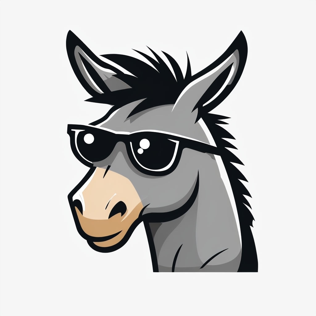 Playful Flat Donkey Character Illustration with Sunglasses Sticker