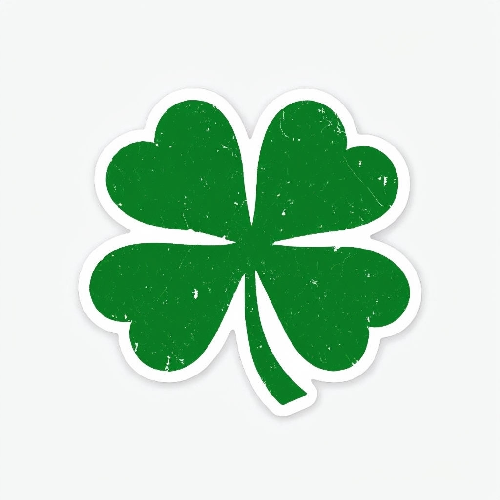 Vintage Green Shamrock Minimalist Illustration Sticker