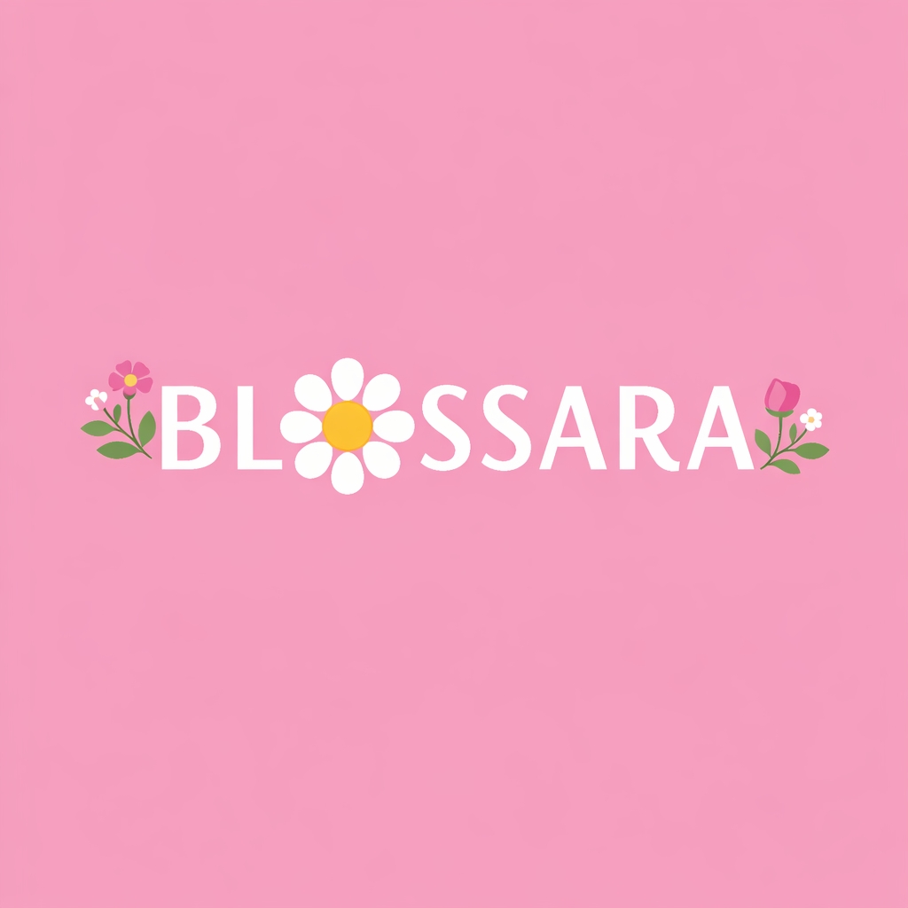 Playful Floral Blossara Logo Design on Light Pink Background