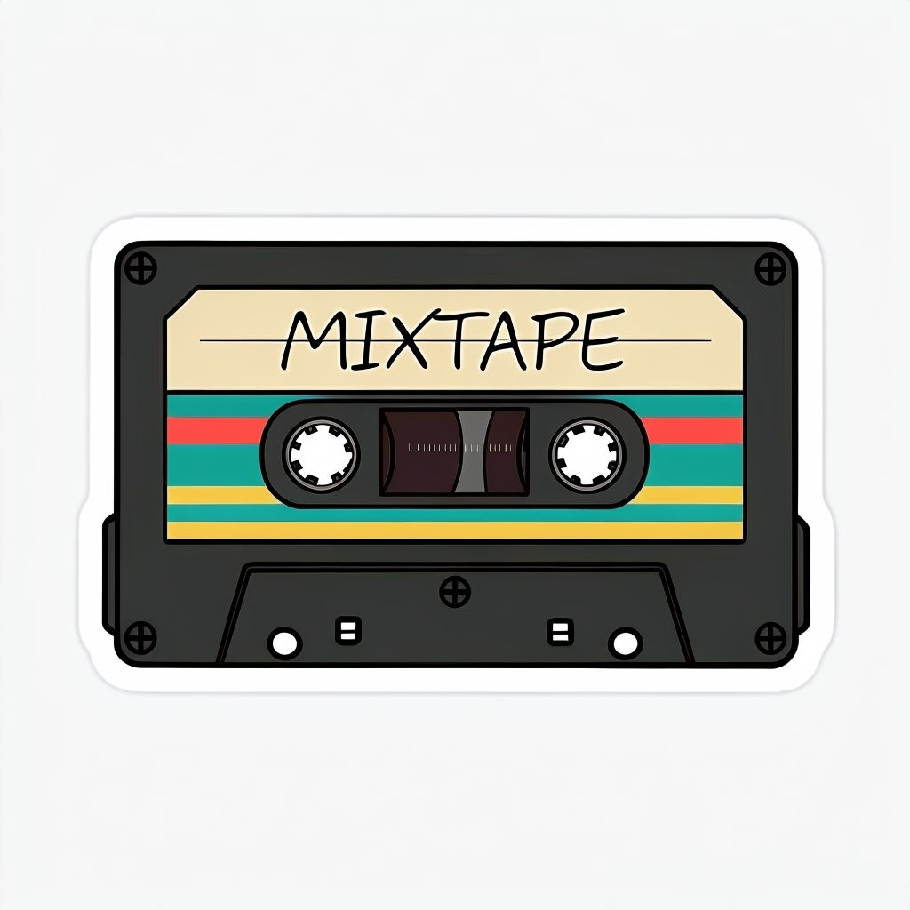 Nostalgic Cartoon Old-Fashioned Cassette Tape Sticker