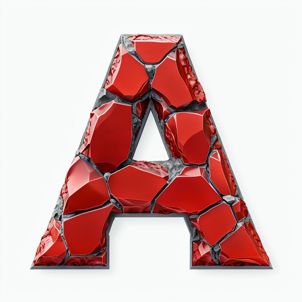 Polished Lava Rock Letter A Monogram Design on White Background Monogram