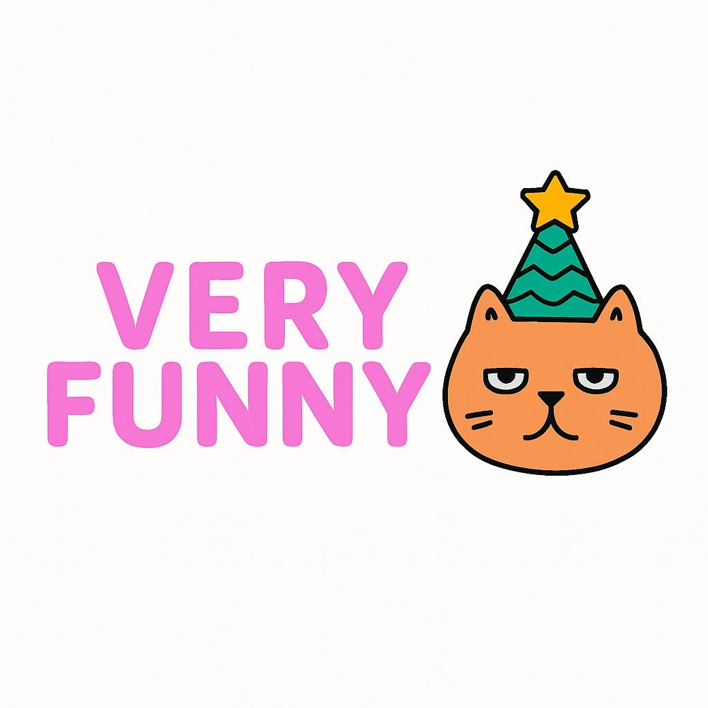 Very Funny Orange Cat with Party Hat Cartoon Sticker